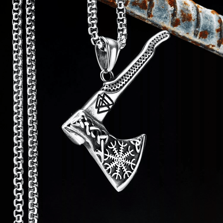 WorldNorse Viking Axe Norse Myth Symbols Necklace