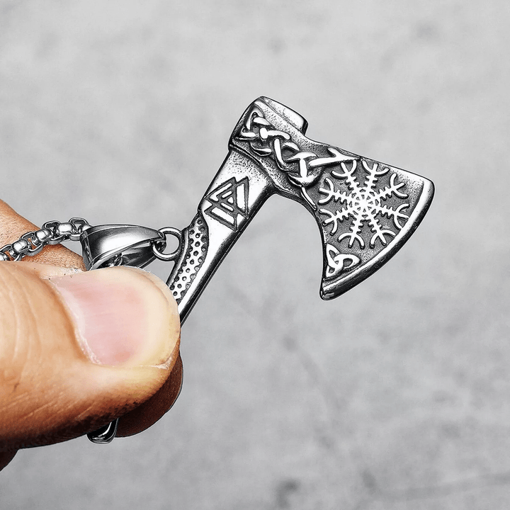 WorldNorse Viking Axe Norse Myth Symbols Necklace
