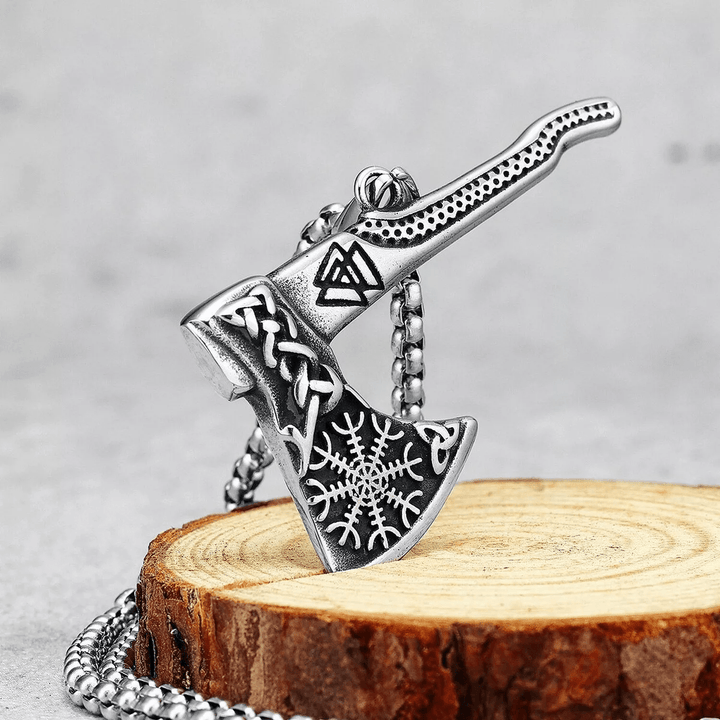 WorldNorse Viking Axe Norse Myth Symbols Necklace