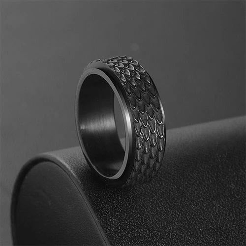 WorldNorse Retro Dragon Scale Spinner Anxiety Ring - Black - AU Size Z（US 13） - image 10