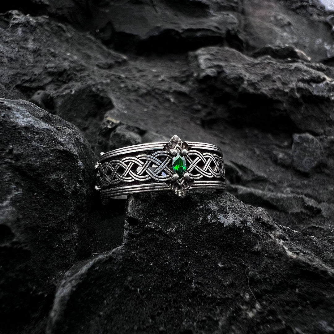 WorldNorse Handcrafted 925 Silver Green Gemstone Celtic Ring - image 3