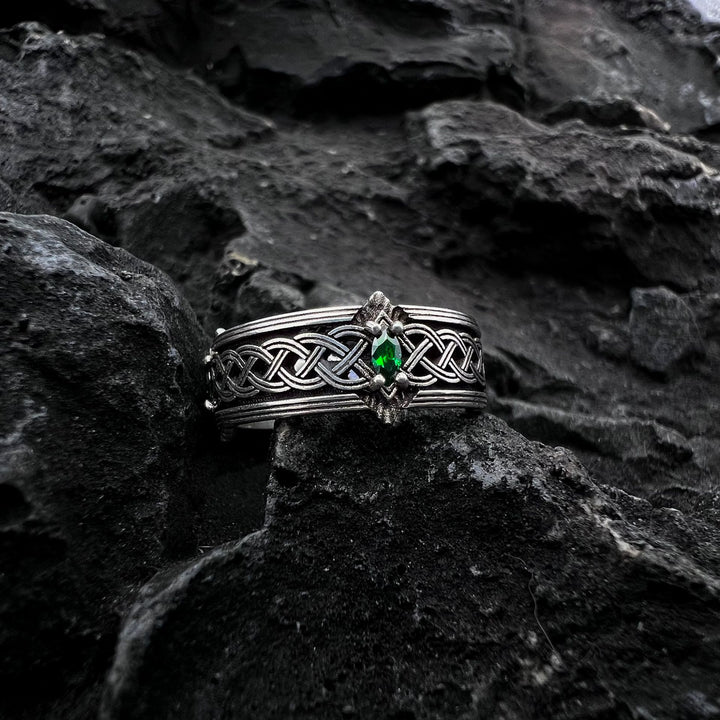 WorldNorse Handcrafted 925 Silver Green Gemstone Celtic Ring - image 3
