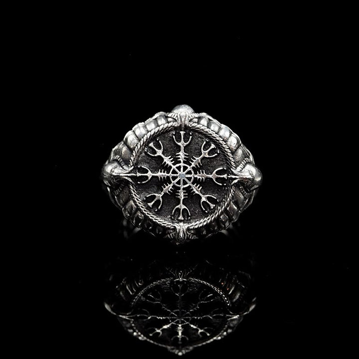 WorldNorse Handcrafted 925 Silver Skull Helm of Awe Ring - AU Size Z+1（US 14） - image 0