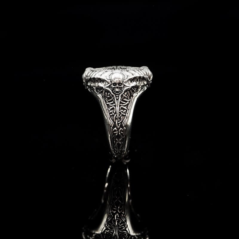 WorldNorse Handcrafted 925 Silver Skull Helm of Awe Ring - image 7