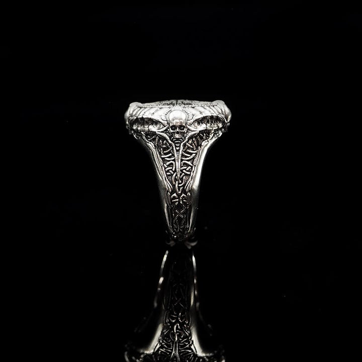 WorldNorse Handcrafted 925 Silver Skull Helm of Awe Ring - image 7