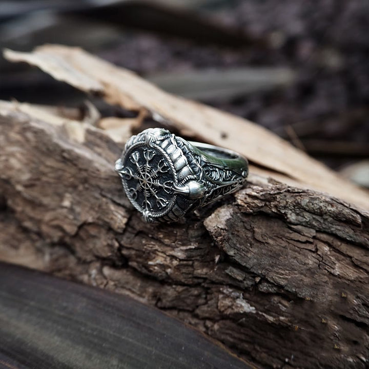 WorldNorse 925 Sterling Silver Skull Helm of Awe Ring - image 2