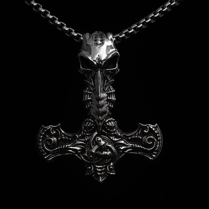 WorldNorse 925 Sterling Silver Skeleton Mjolnir Necklace