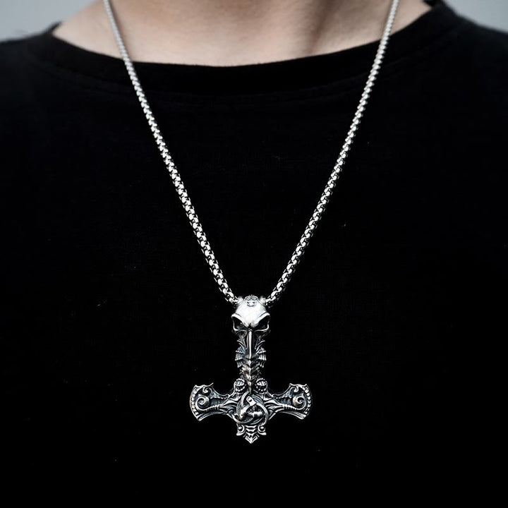 WorldNorse 925 Sterling Silver Skeleton Mjolnir Necklace