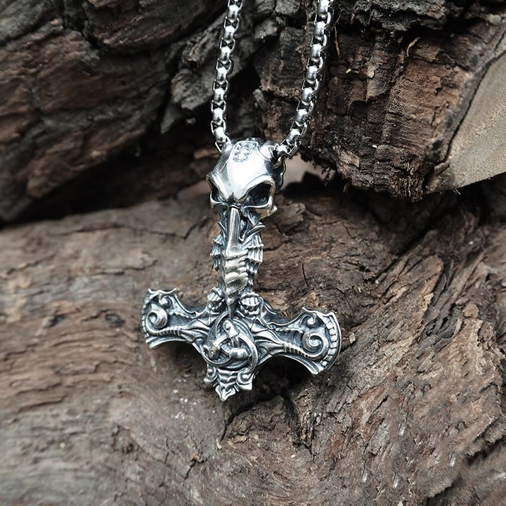 WorldNorse 925 Sterling Silver Skeleton Mjolnir Necklace