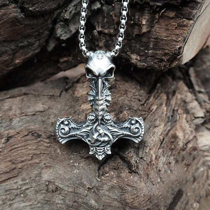 WorldNorse 925 Sterling Silver Skeleton Mjolnir Necklace