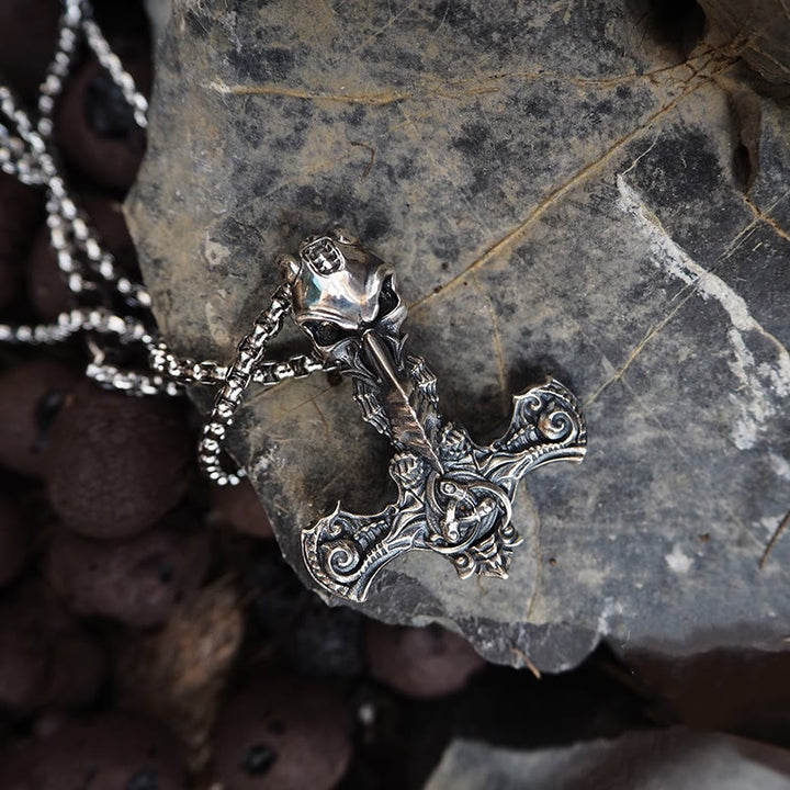 WorldNorse 925 Sterling Silver Skeleton Mjolnir Necklace