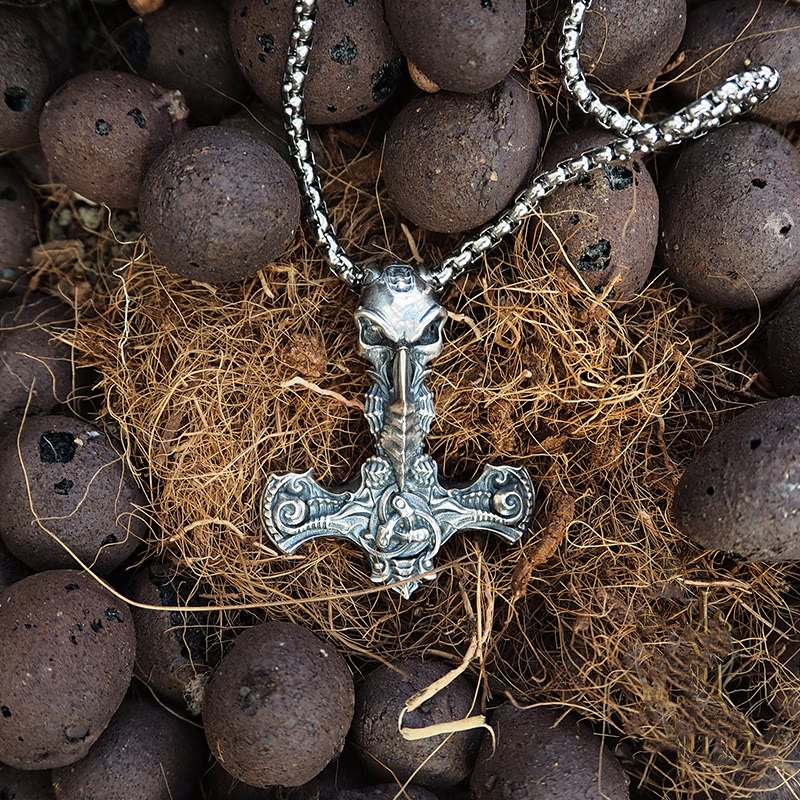 WorldNorse 925 Sterling Silver Skeleton Mjolnir Necklace