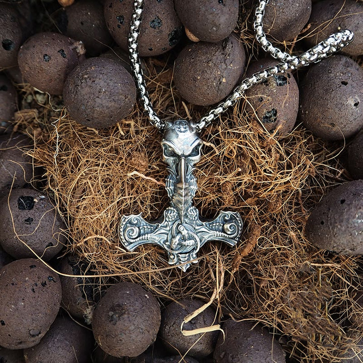 WorldNorse 925 Sterling Silver Skeleton Mjolnir Necklace