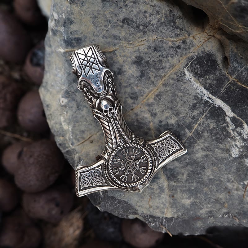 WorldNorse Handcrafted 925 Silver Skull With Viking Symbol Necklace - image 5