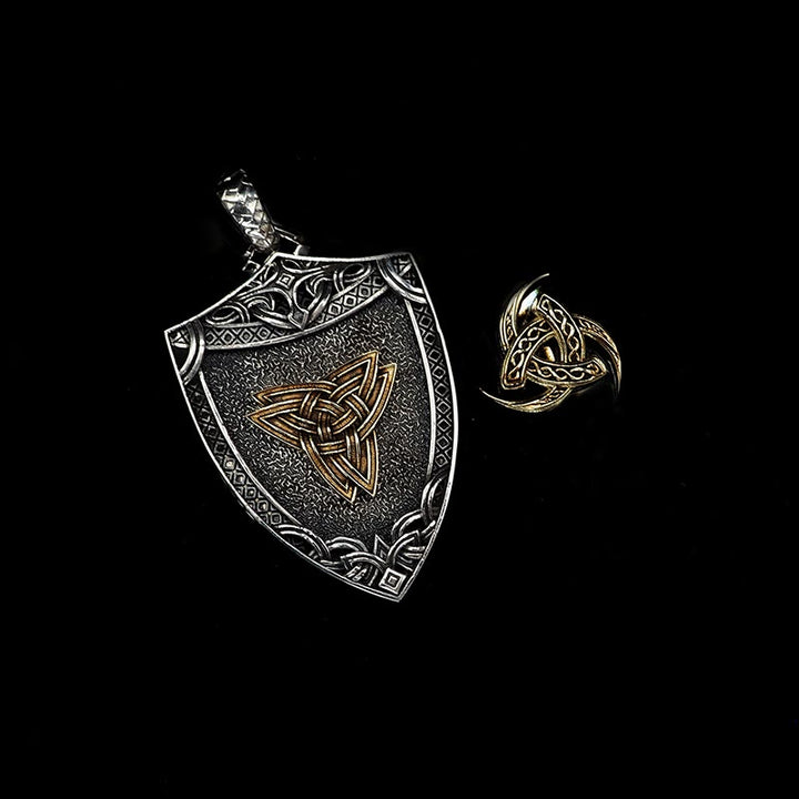 WorldNorse 925 Sterling Silver Interchangeable Magnetic Clasp Shield Necklace