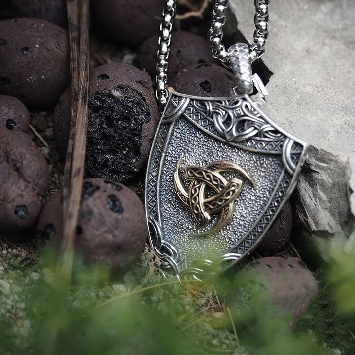 WorldNorse 925 Sterling Silver Interchangeable Magnetic Clasp Shield Necklace