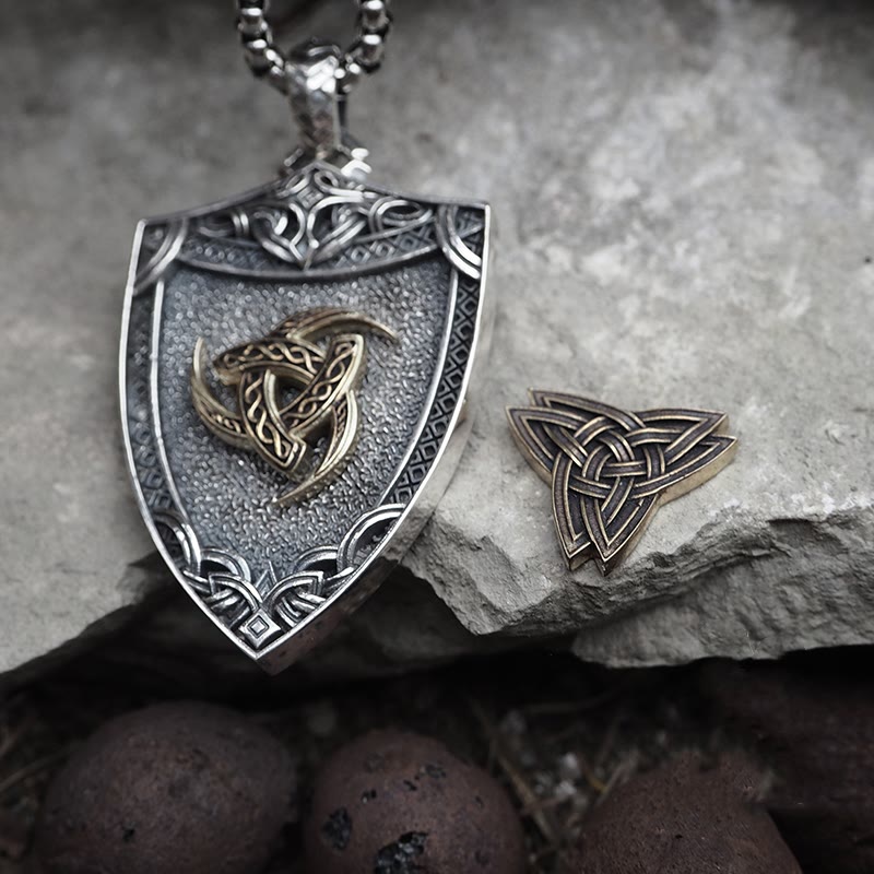 WorldNorse 925 Sterling Silver Interchangeable Magnetic Clasp Shield Necklace