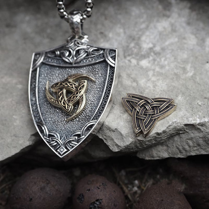WorldNorse 925 Sterling Silver Interchangeable Magnetic Clasp Shield Necklace