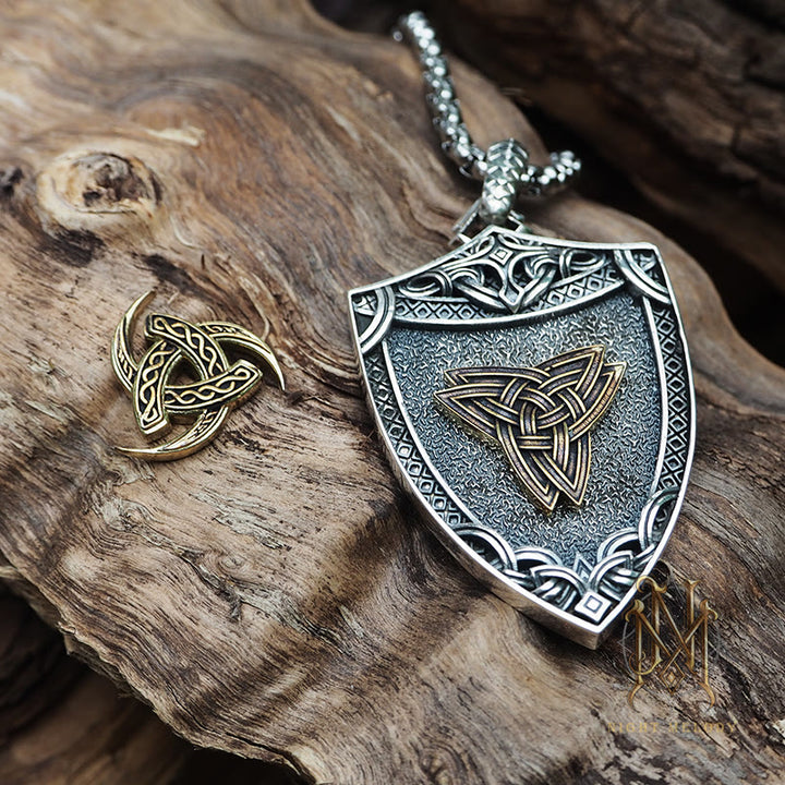WorldNorse 925 Sterling Silver Interchangeable Magnetic Clasp Shield Necklace