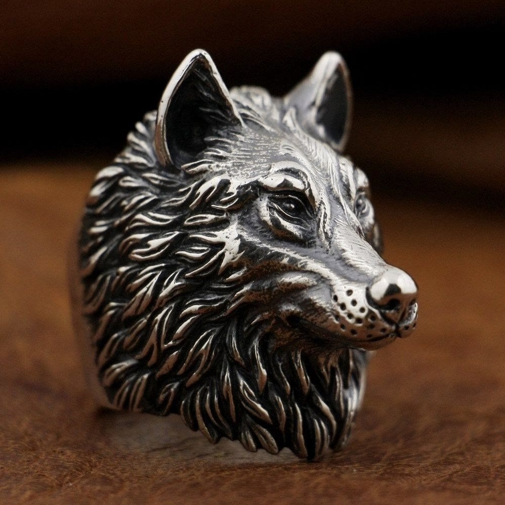 WorldNorse Wild Wolf Head Animal Ring - image 3