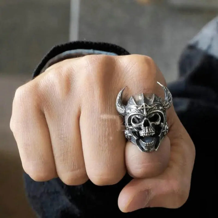 WorldNorse Ox Horn Skull Head Ring - AU Size Z+1（US 14） - image 0