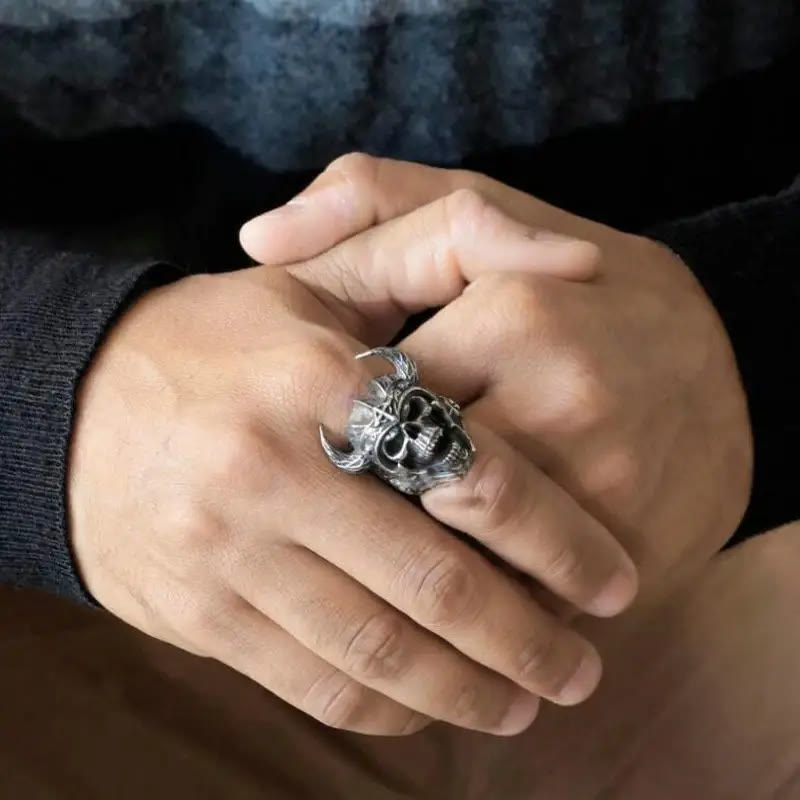 WorldNorse Ox Horn Skull Head Ring - image 7