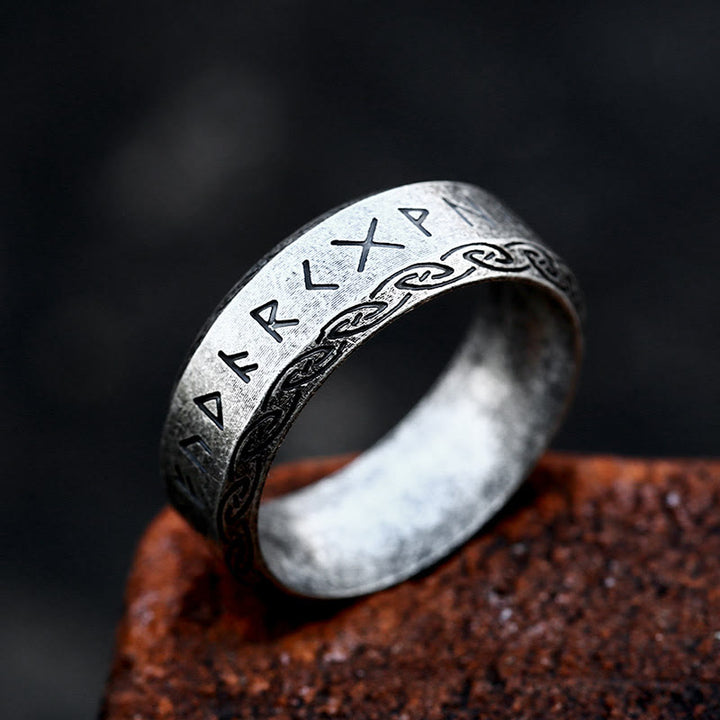 WorldNorse Viking Rune Stainless Steel Ring - Retro Silver - AU Size Z（US 13） - image 0