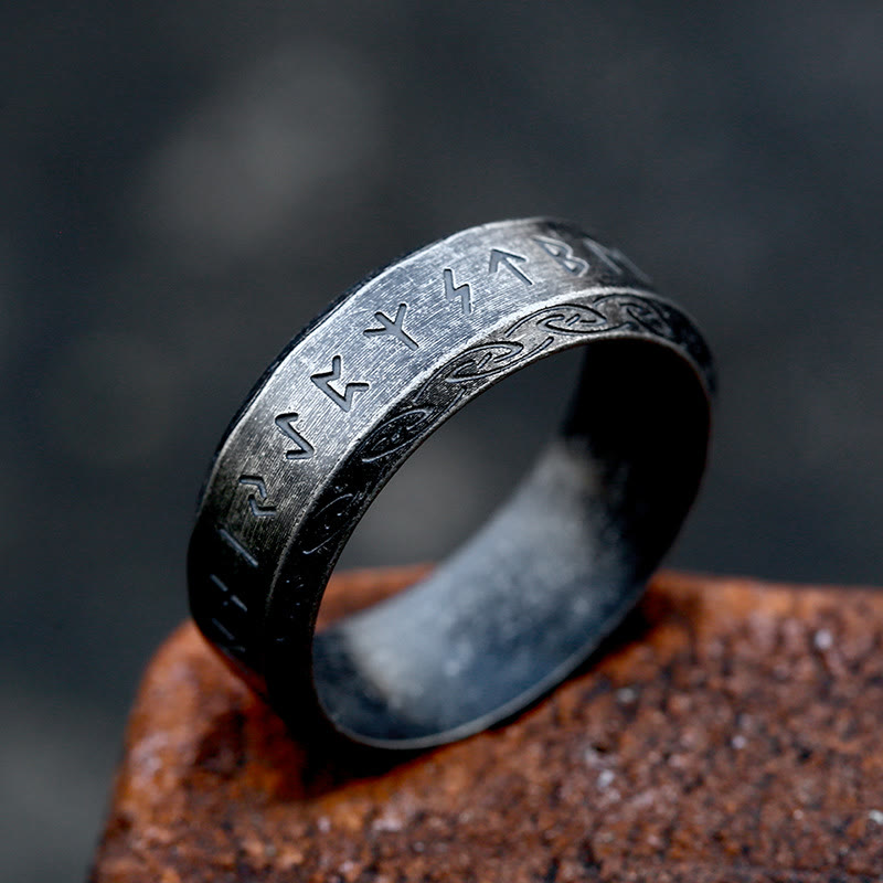 WorldNorse Viking Rune Stainless Steel Ring - Retro Black - AU Size Z（US 13） - image 1