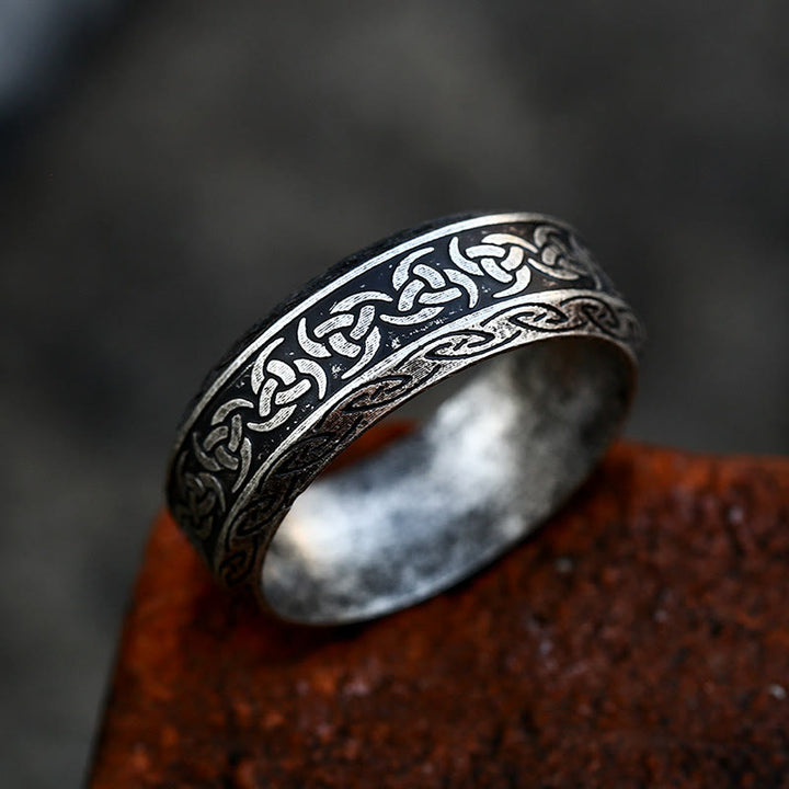 WorldNorse Triple Horn of Odin Ring - Retro Silver - AU Size Z（US 13） - image 0