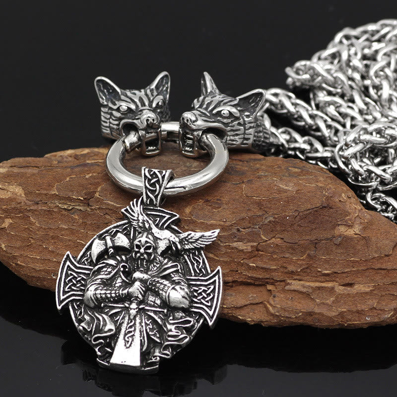 WorldNorse Odin Wolf Raven Necklace - 70cm - image 0