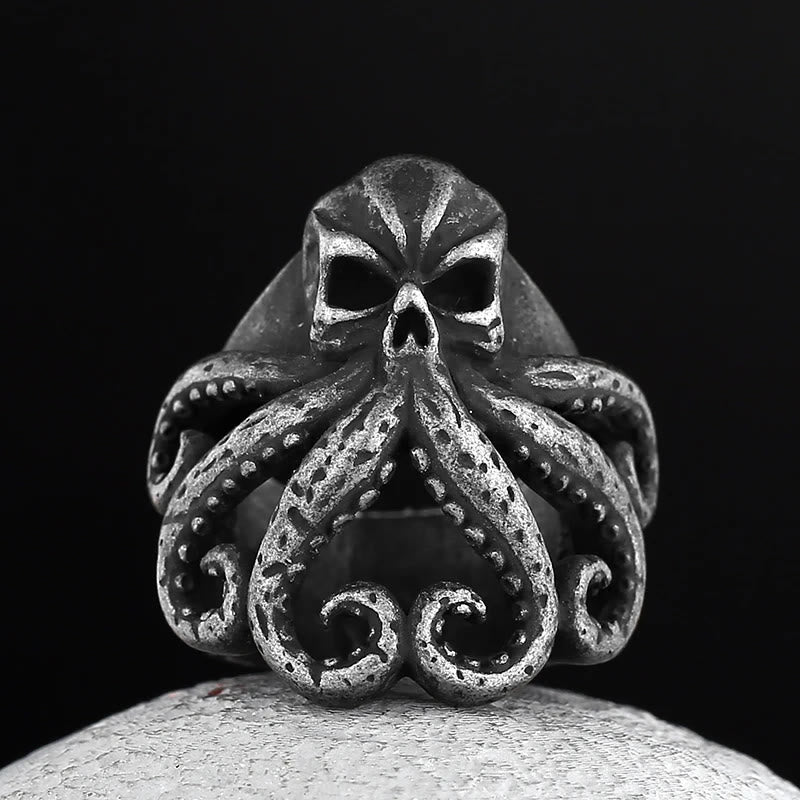 WorldNorse Octopus Skull Punk Stainless Steel Seaman Ring - Retro -  AU Size Z+2 (US 15) - image 7