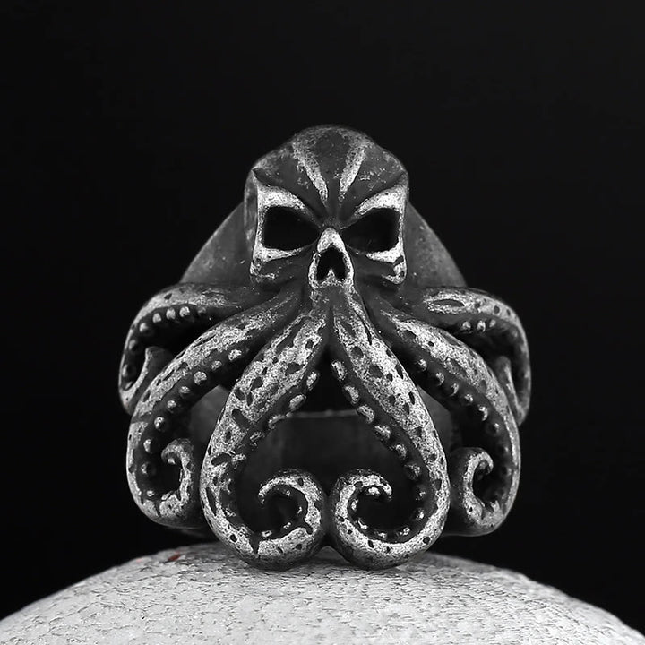 WorldNorse Octopus Skull Punk Stainless Steel Seaman Ring - Retro -  AU Size Z+2 (US 15) - image 7