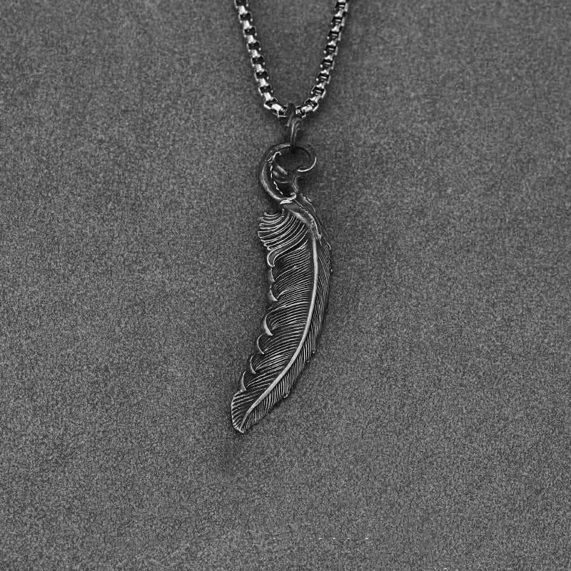 WorldNorse Handcrafted 999 Silver Feather Necklace - With Box Chain - 60cm - NO THANKS - image 1