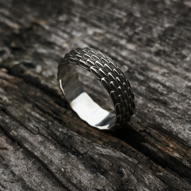 WorldNorse Handcrafted 925 Silver Dragon Scale Ring - AU Size Z+1（US 14） - image 0