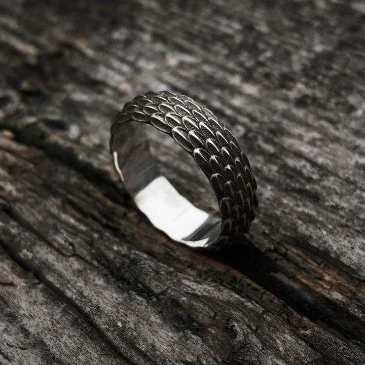 WorldNorse Handcrafted 925 Silver Dragon Scale Ring - AU Size Z+1（US 14） - image 0