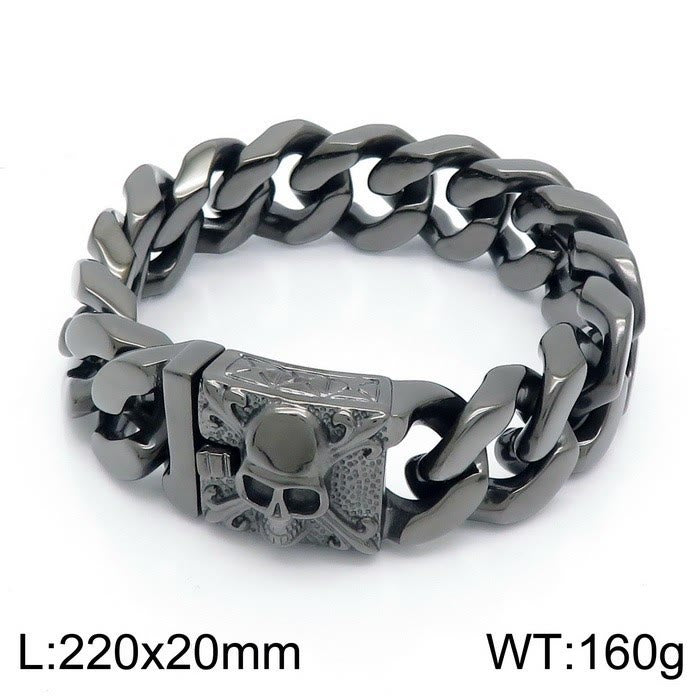 WorldNorse Skull Clasp Cuban Bracelet - Gun Black - 22cm - image 23