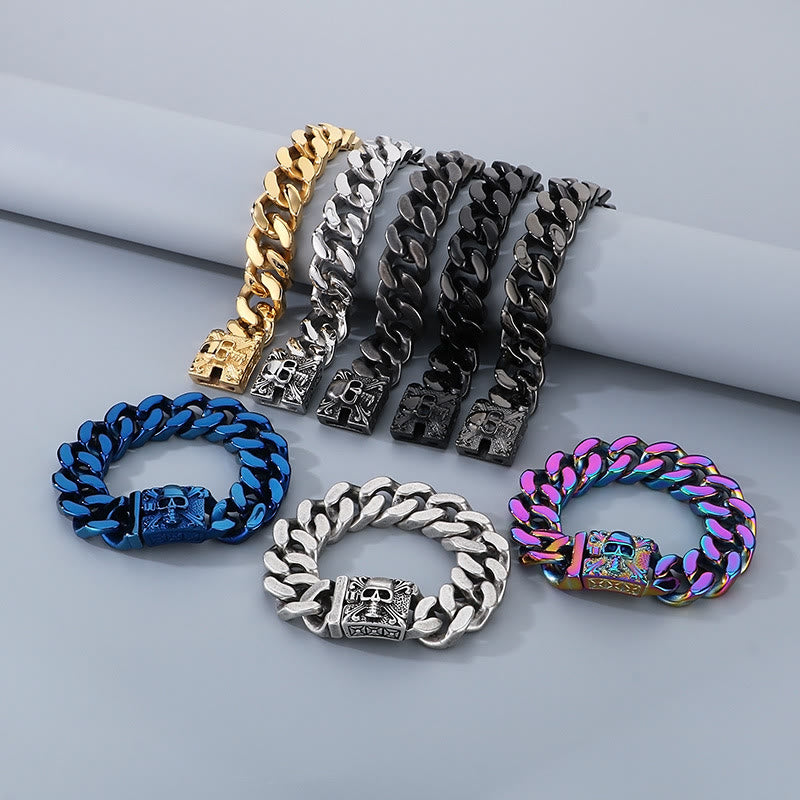 WorldNorse Skull Clasp Cuban Bracelet - image 1