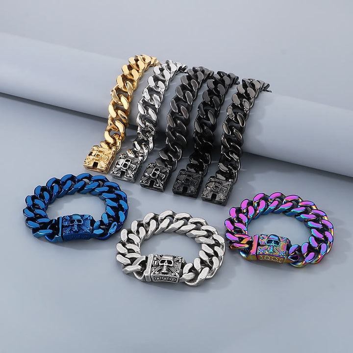 WorldNorse Skull Clasp Cuban Bracelet - image 1