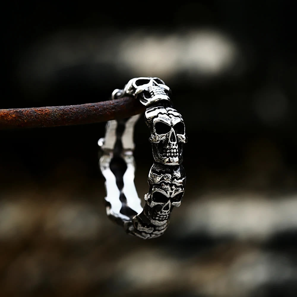 WorldNorse Gothic Stackable Stainless Steel Skull Ring - Silver - AU Size Z（US 13） - image 1