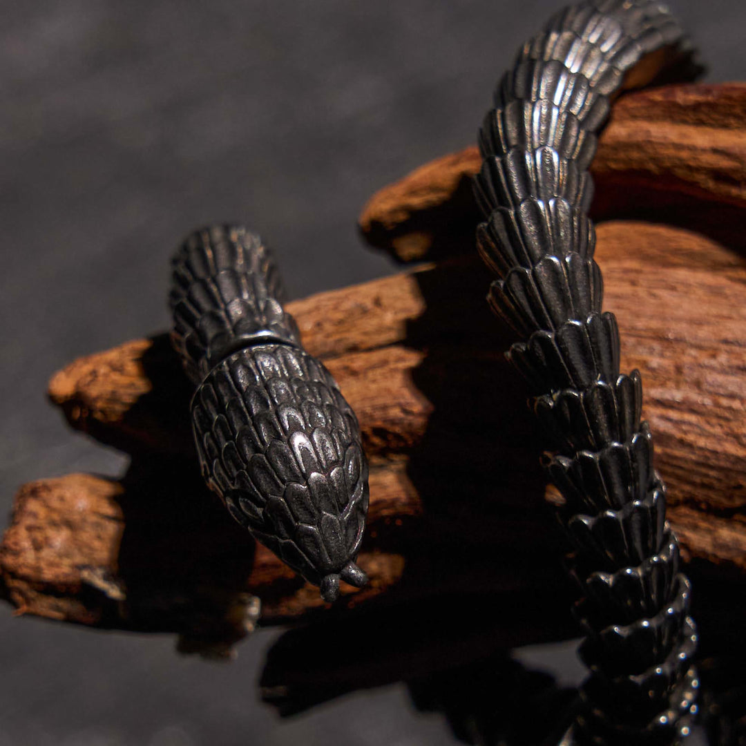 WorldNorse Vintage Stainless Steel Snake Chain Necklace & Bracelet