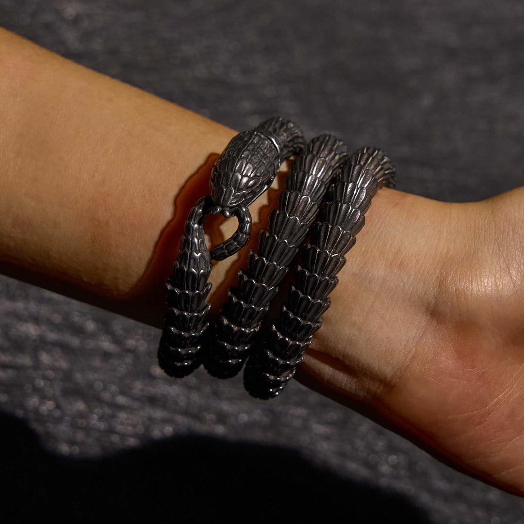 WorldNorse Vintage Stainless Steel Snake Chain Necklace & Bracelet