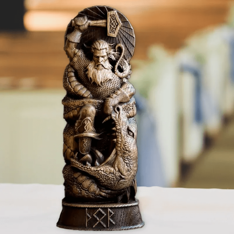 WorldNorse God Thor Statue In Battle With Jormungand Sculpture - image 2