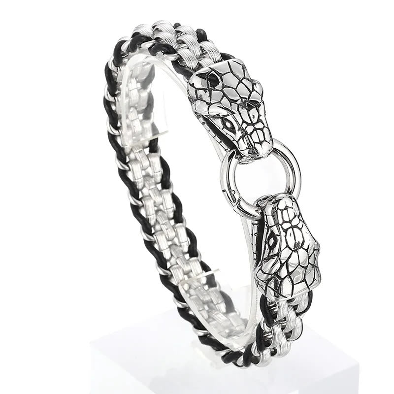WorldNorse Snake Heads Buckle Braided Leather Bracelet - image 10