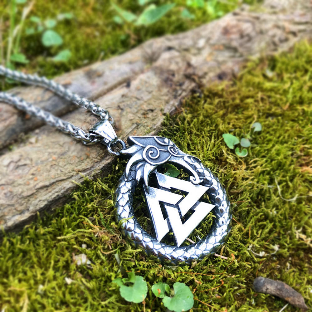 WorldNorse Jormungandr Dragon Valknut Necklace - image 1