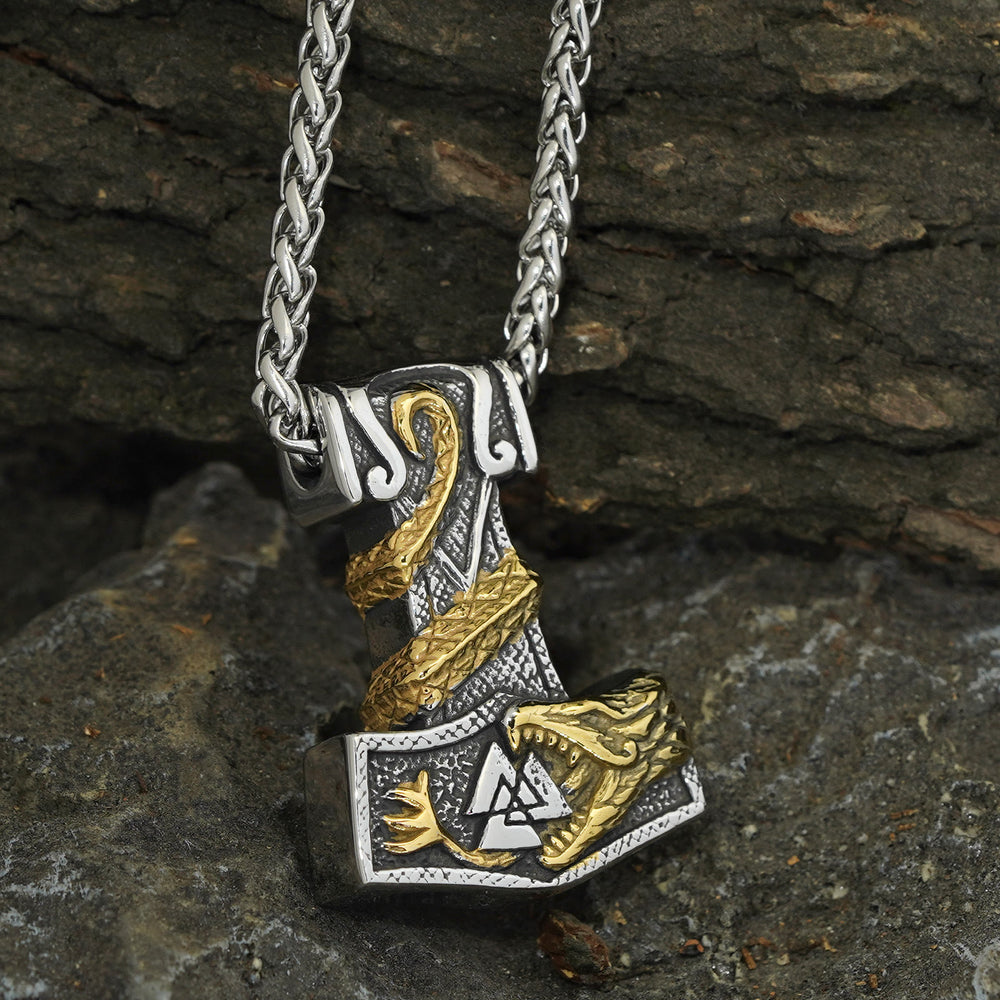 WorldNorse Norse Dragon Bite Valknut Necklace - image 1