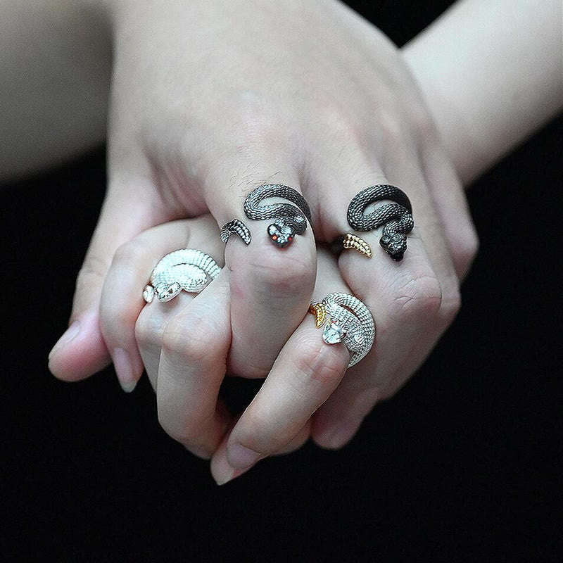 WorldNorse Vintage Rattlesnake Adjustable Ring
