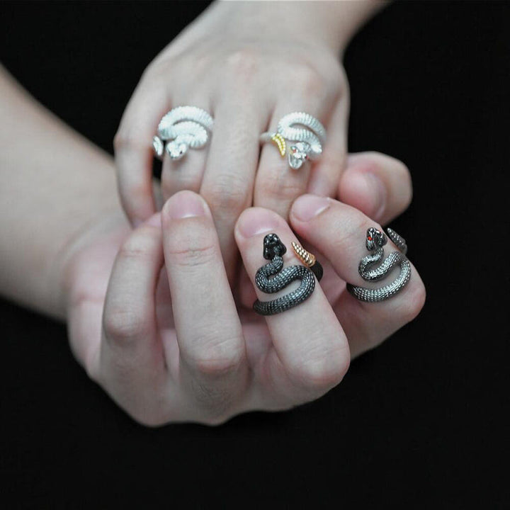 WorldNorse Vintage Rattlesnake Adjustable Ring