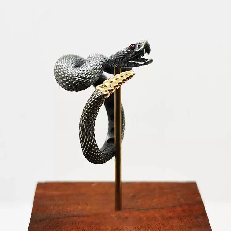 WorldNorse Vintage Rattlesnake Adjustable Ring