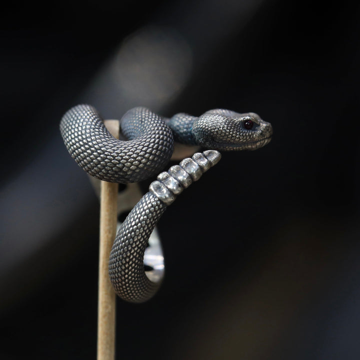 WorldNorse Vintage Rattlesnake Adjustable Ring