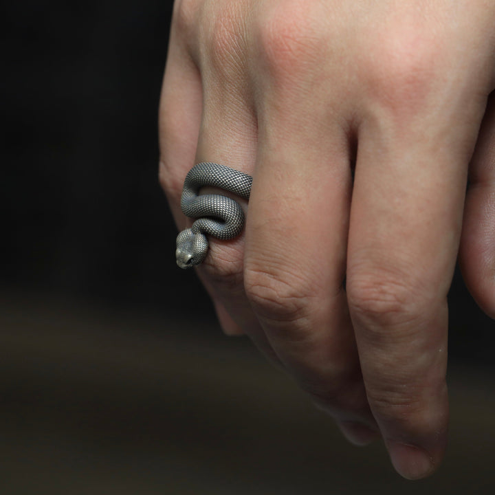 WorldNorse Vintage Rattlesnake Adjustable Ring